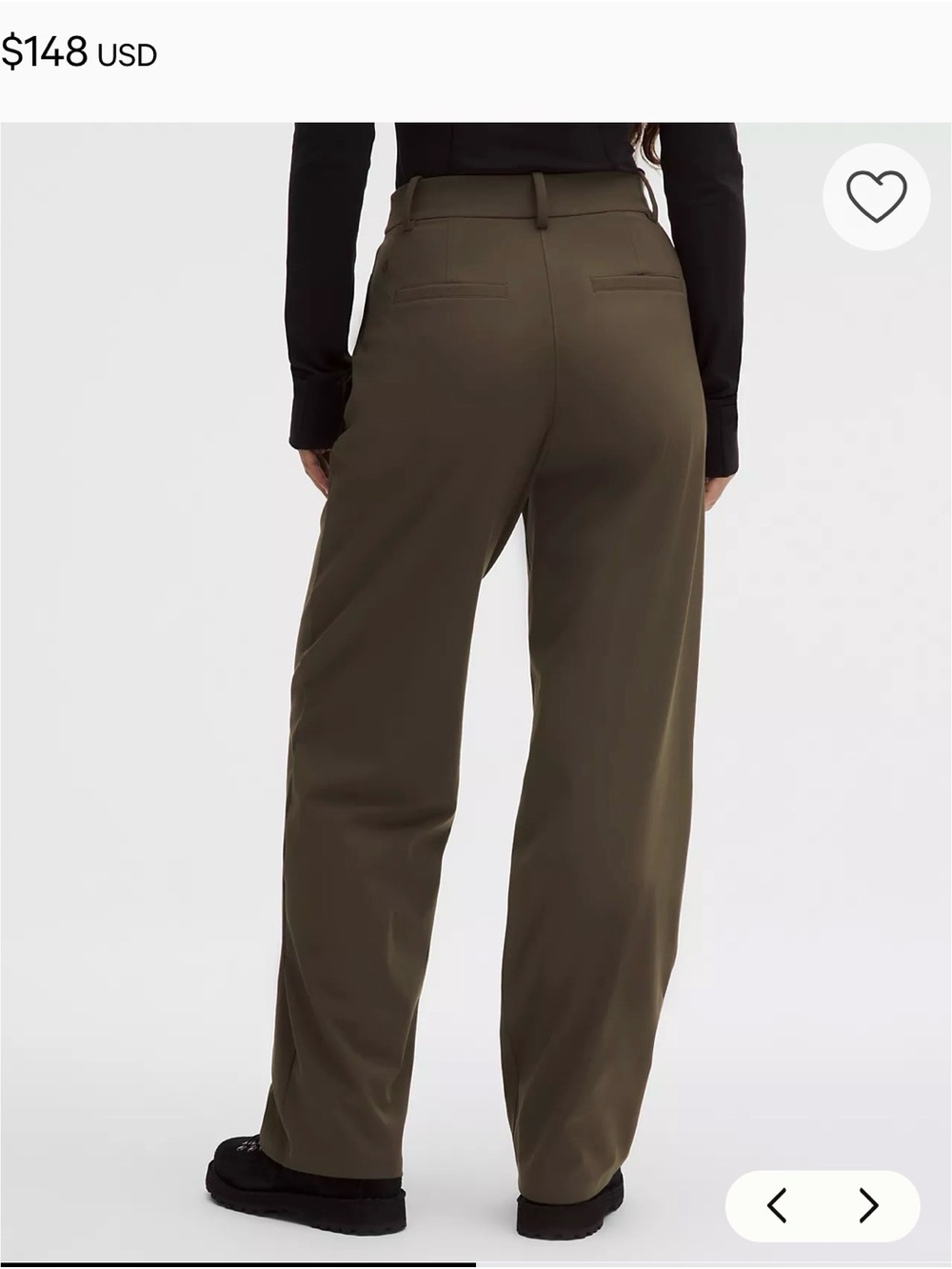 lululemon athletica Olive Green Daydrift high-rise straight leg trouser